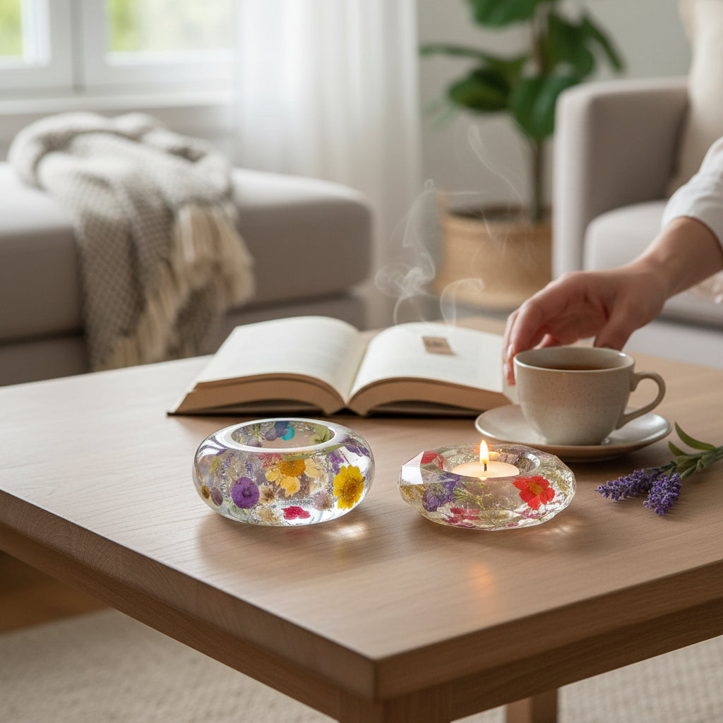 The Everlasting Meadow: Hand-Cast Real Flower Resin Bowls