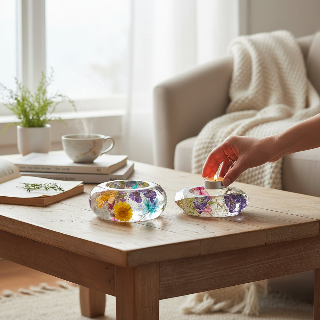 The Everlasting Meadow: Hand-Cast Real Flower Resin Bowls