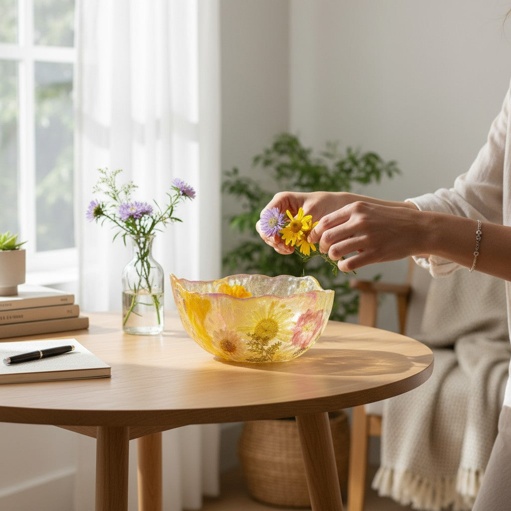 Pressed Flower Resin Art Bowl