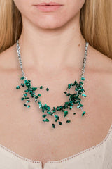 Gemstone Starlight Spray Statement  Necklace - Amethyst, Malachite, Amazonite