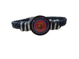 Officially Licensed Marine Corps Black Braided Leather Bracelet with Stainless Steel Accents | Choose from Eagle Globe Anchor or Marine Seal Symbol