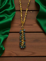 Metallic Peacock Green Crystal Long Chain Cluster Necklace