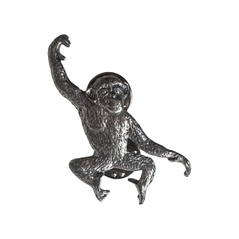 Adorable Silver Pewter Chimpanzee Pin | Perfect Gift for Animal Lovers