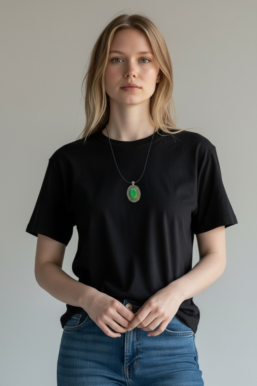 70s Bohemian Mood Bead Necklace - Color Changing Retro Jewelry - Handmade Boho Gift