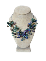 Gemstone Starlight Spray Statement  Necklace - Amethyst, Malachite, Amazonite