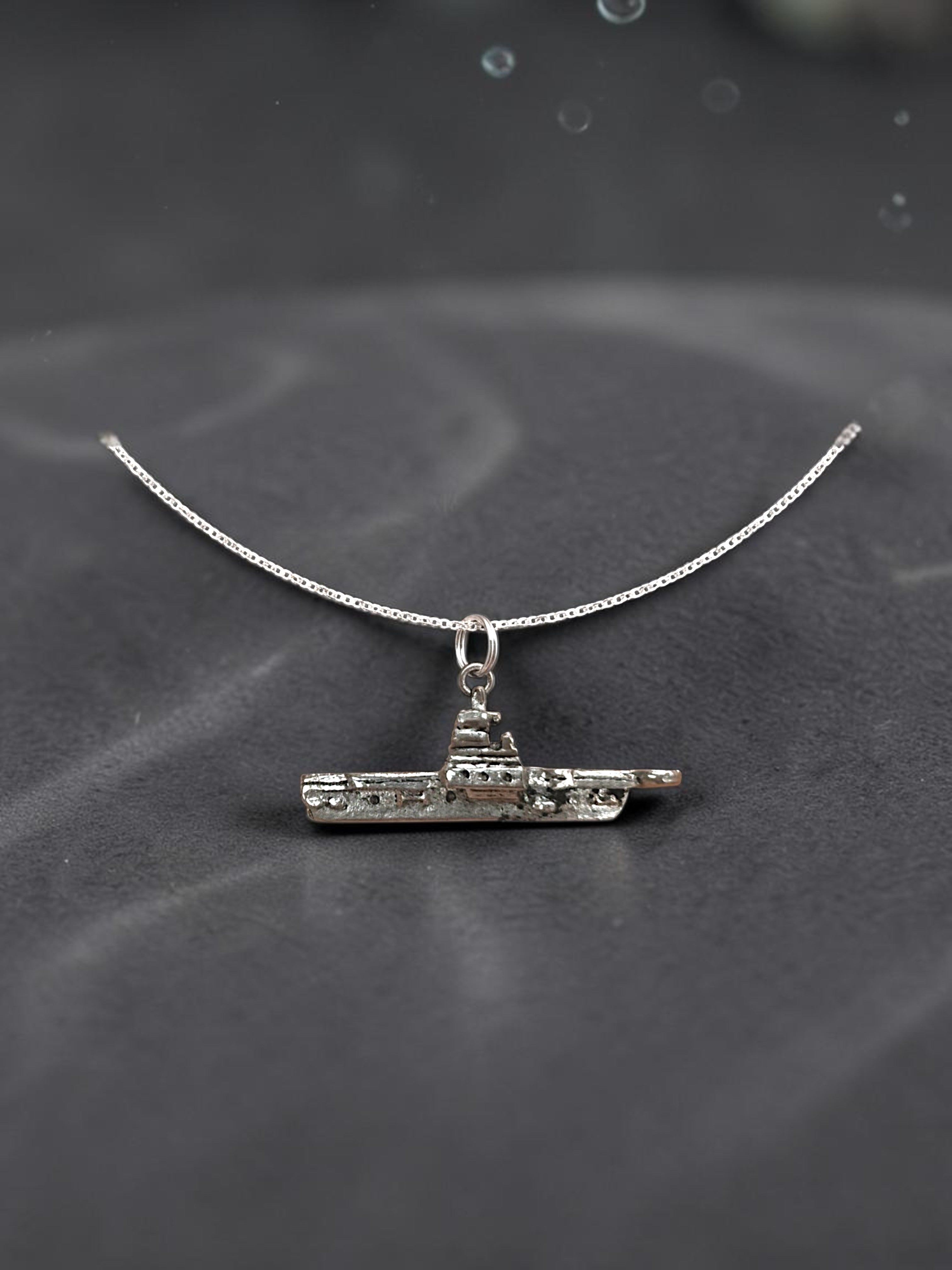 Silver Naval Aircraft Carrier Pewter Charm Pendant | Travel Charm