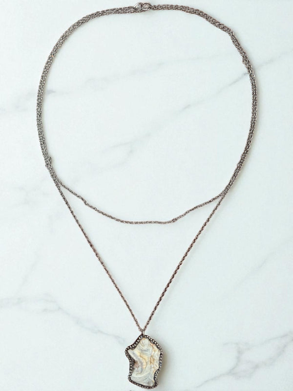 Cosmic Flow Long Layered Agate Necklace
