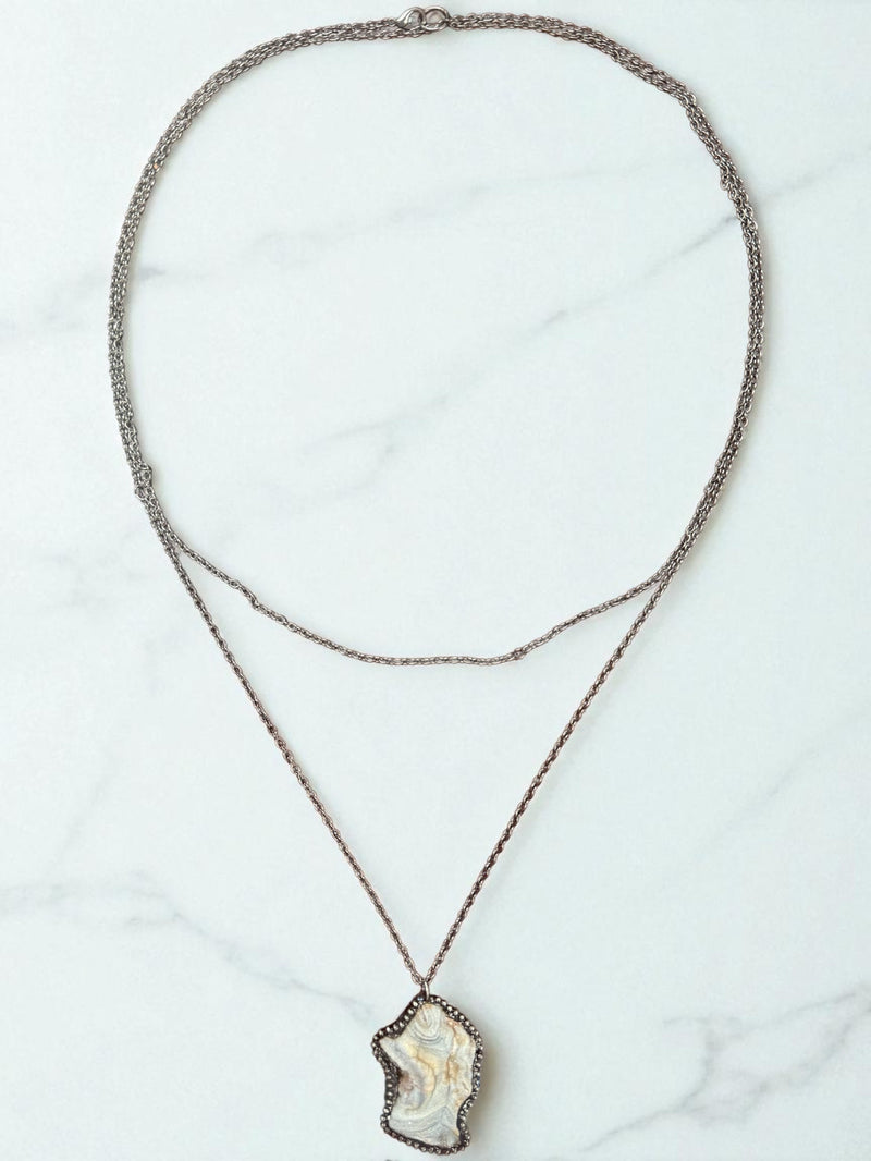 Cosmic Flow Long Layered Agate Necklace