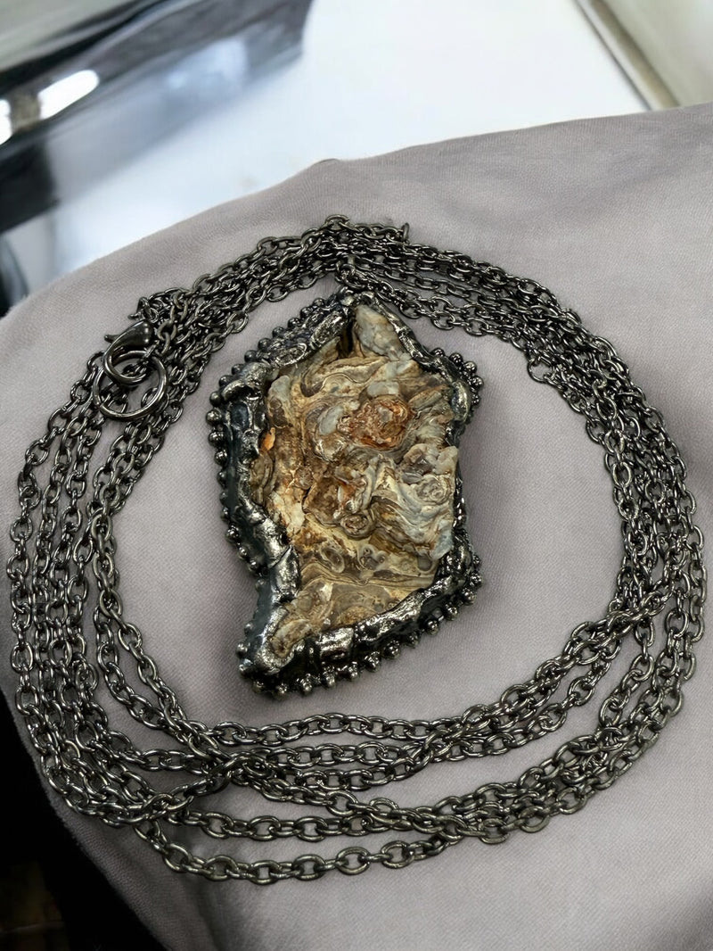 Cosmic Flow Long Layered Agate Necklace