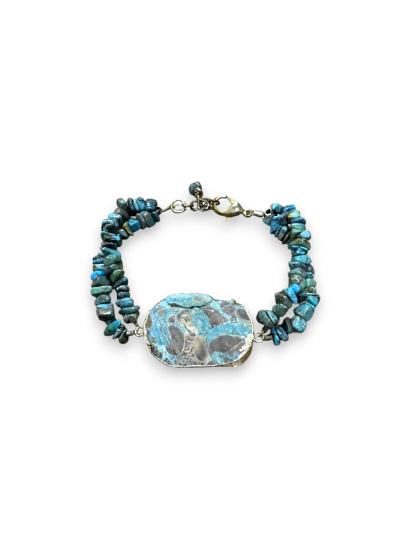 Ocean Jasper & Crazy Lace Agate Double Strand Bracelet, Gemstone Bracelet
