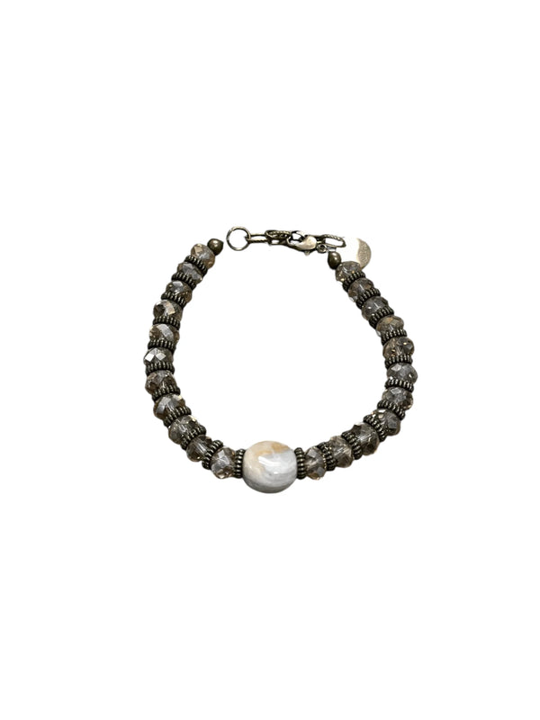 Ocean Jasper & Crystal Bracelet, Beaded Gemstone Bracelet