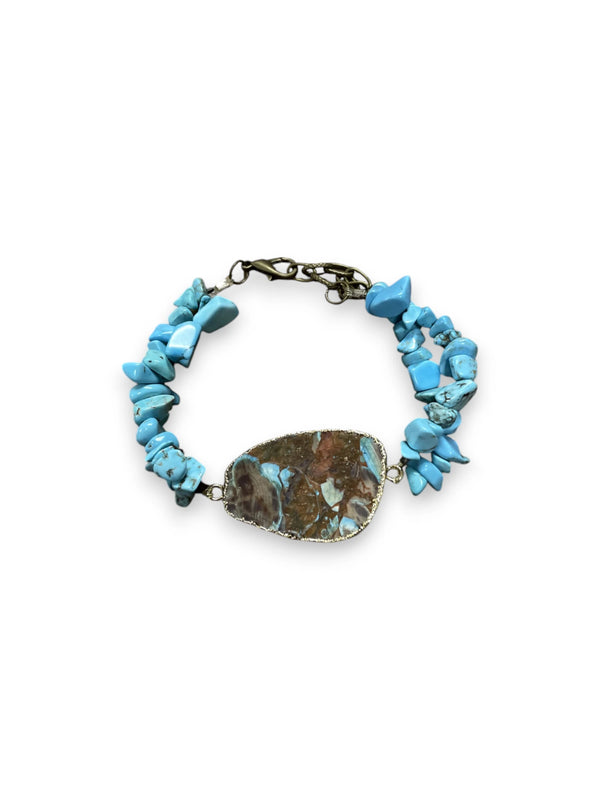Ocean Jasper & Turquoise Double Strand Bracelet, Gemstone Bracelet