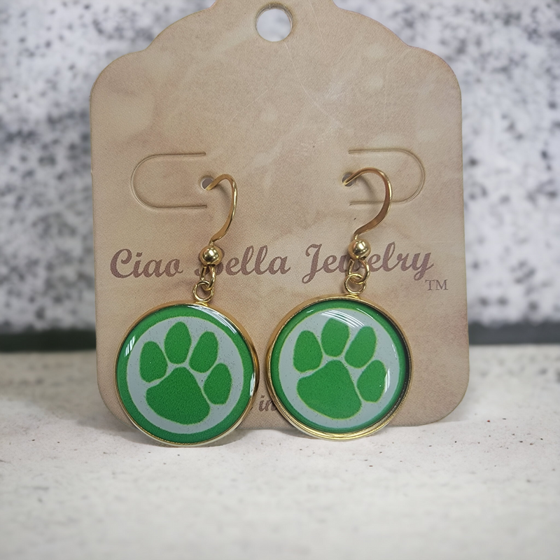 Lion and Pawprint Earrings | Stainless Steel and Gold | Unique Design