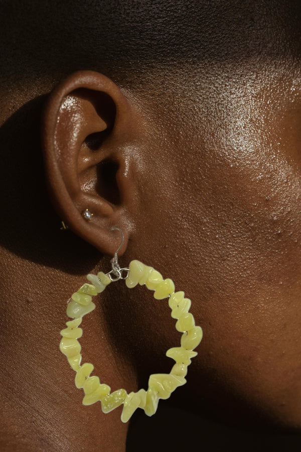 Gemstone Hoop Earrings with Silver Hardware