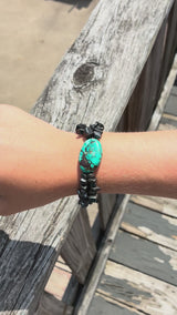Turquoise & Hematite Bracelet, Gemstone Bracelet, Natural Stone Jewelry