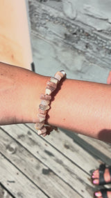 Sunstone Jewelry Set, Wrap Bracelet & Hoop Earrings