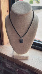 Black Sardonyx Stone Pendant Necklace - Elegant & Grounding Jewelry