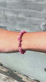 Pink Stone Jewelry Set, Wrap Bracelet & Hoop Earrings