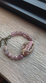 Strawberry Quartz and Rhodonite Stretch Bracelet | A Delicate and Earthy Combination