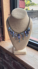 Gemstone Cluster Bib Necklace - Tiger Eye, Turquoise Amazonite, Amethyst, Blue Agate, Apatite, and Sodalite