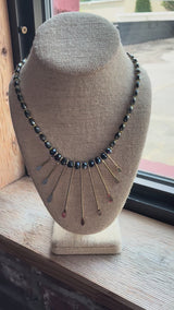 Gemstone and Crystal Bead Paddle Necklace