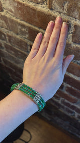 Elegant Green Crystal Triple Strand Bracelet | A Timeless Accessory