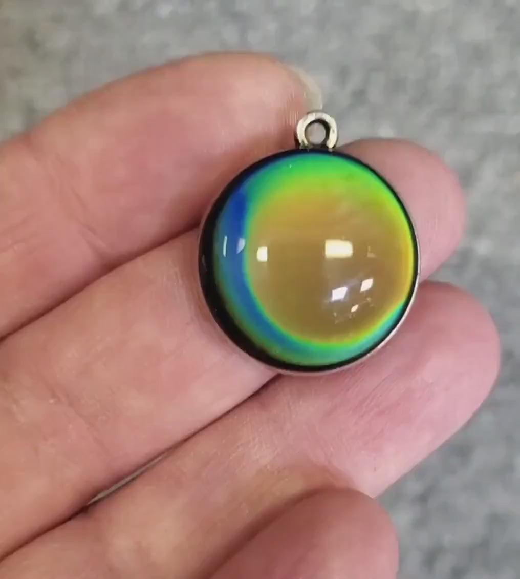 70s Mood Stone Necklace: Antique Gold Turquoise Patina Pendant