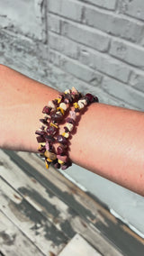 Mookaite Bracelet and Copper Crystal Chandelier Earring Jewelry Set