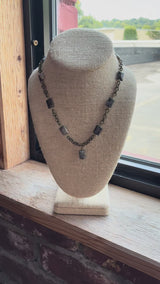Snakeskin Jasper Necklace, Antique Gold Chain, Gemstone Pendant