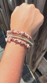 Multi-Strand Gemstone Bracelet | A Harmonious Blend of Aquamarine, Rhodonite, and Yellow Quartz