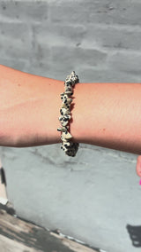 Dalmatian Jasper Bracelet and Large Hoop Earring Jewelry Set