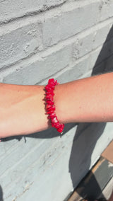 Red Agate Jewelry Set, Bracelet & Geometric Circle Earrings