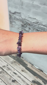 Amethyst Jewelry Set, Wrap Bracelet & Hoop Earrings