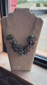 Gemstone Starlight Spray Statement  Necklace - Amethyst, Malachite, Amazonite
