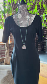 Ocean Jasper Pendant Necklace, Peacock Crystal Beads, Gemstone Necklace
