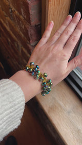 Rainbow Iridescent Beaded Bracelet with Gold Chain | A Boho Chic Statement