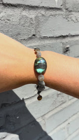 Labradorite Bracelet, Gemstone Bracelet, Iridescent Stone Jewelry