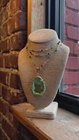 Green Agate Druzy Necklace | A Touch of Nature's Beauty