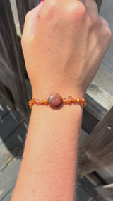 Vibrant Orange Druzy and Jasper Stretch Bracelet | Unique Gemstone Jewelry