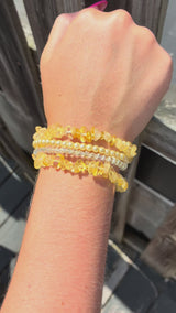 Multi-Strand Gemstone Bracelet | A Harmonious Blend of Aquamarine, Rhodonite, and Yellow Quartz