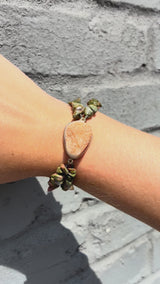 Orange Druzy & Unakite Double Strand Bracelet, Gemstone Bracelet