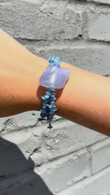 Calming Chalcedony and Blue Agate Double Strand Bracelet
