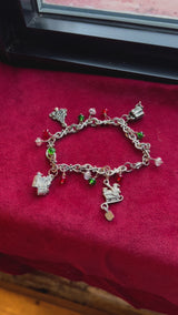 Festive Red and Green Pewter Charm Christmas Bracelet