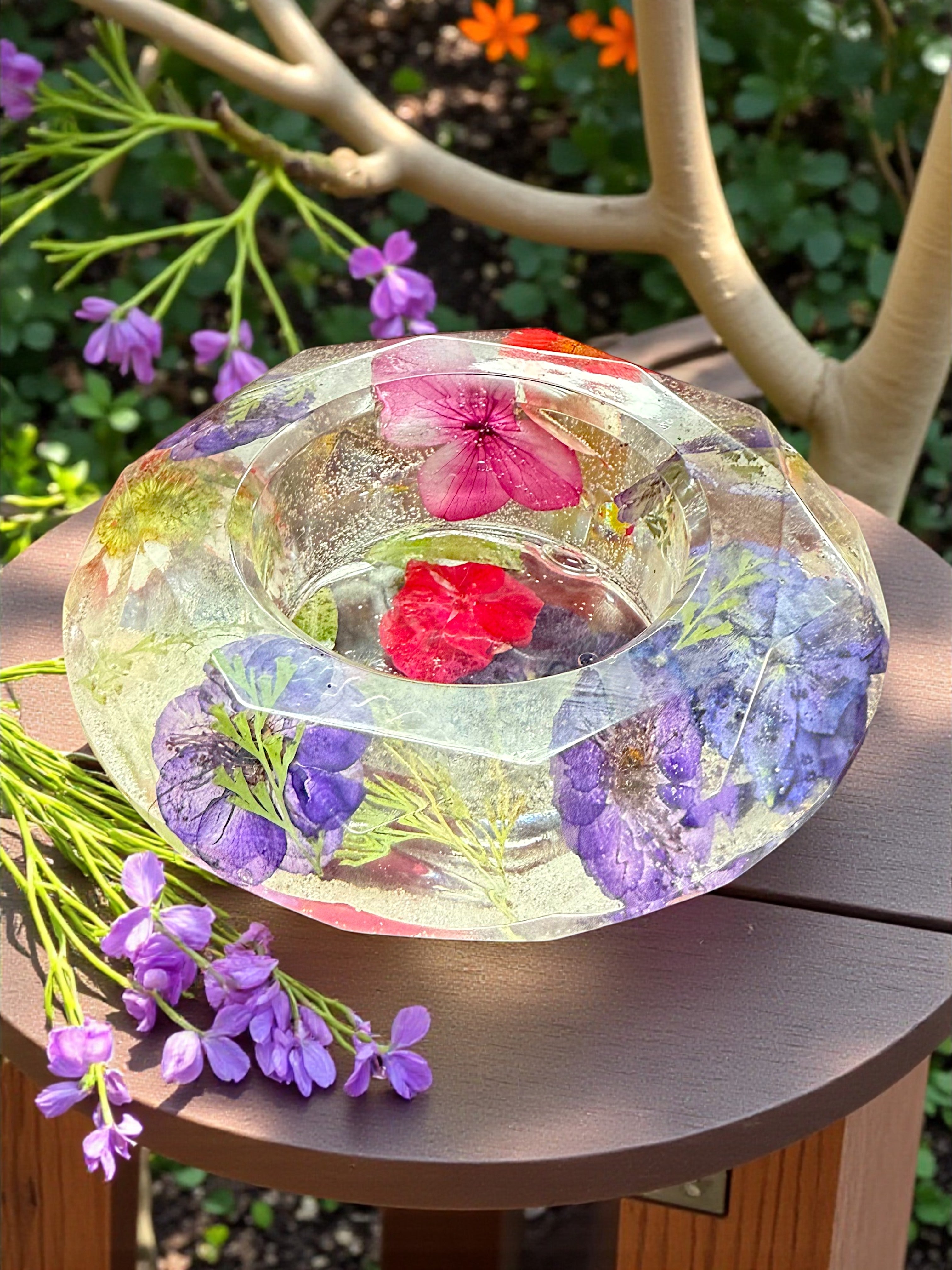 The Everlasting Meadow: Hand-Cast Real Flower Resin Bowls