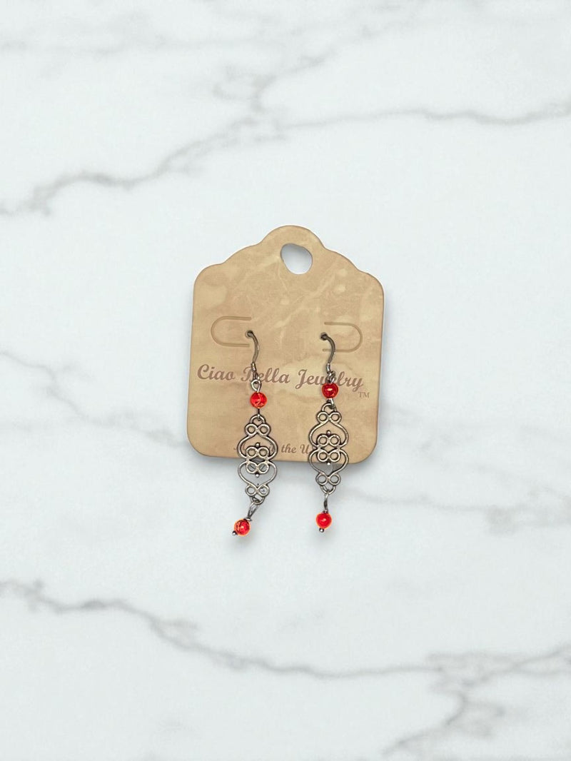 Silver Filigree Dangle Earrings | Gemstone & Crystal Earrings