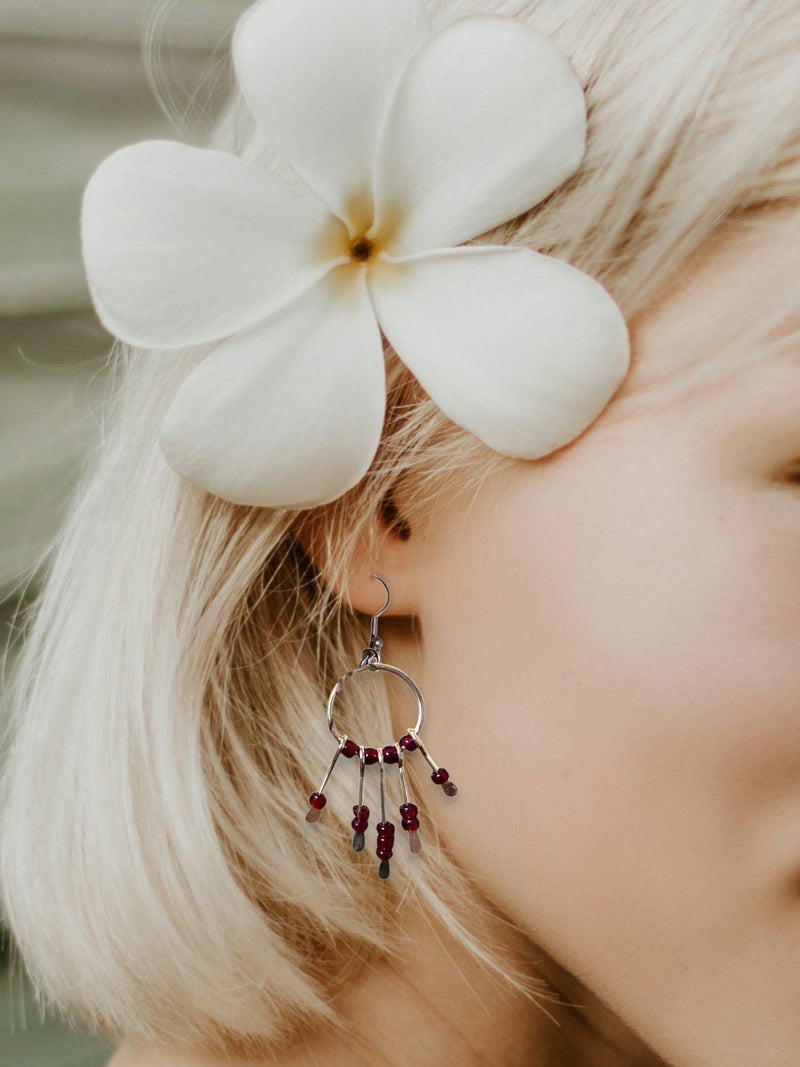Gemstone Hoop Paddle Earring