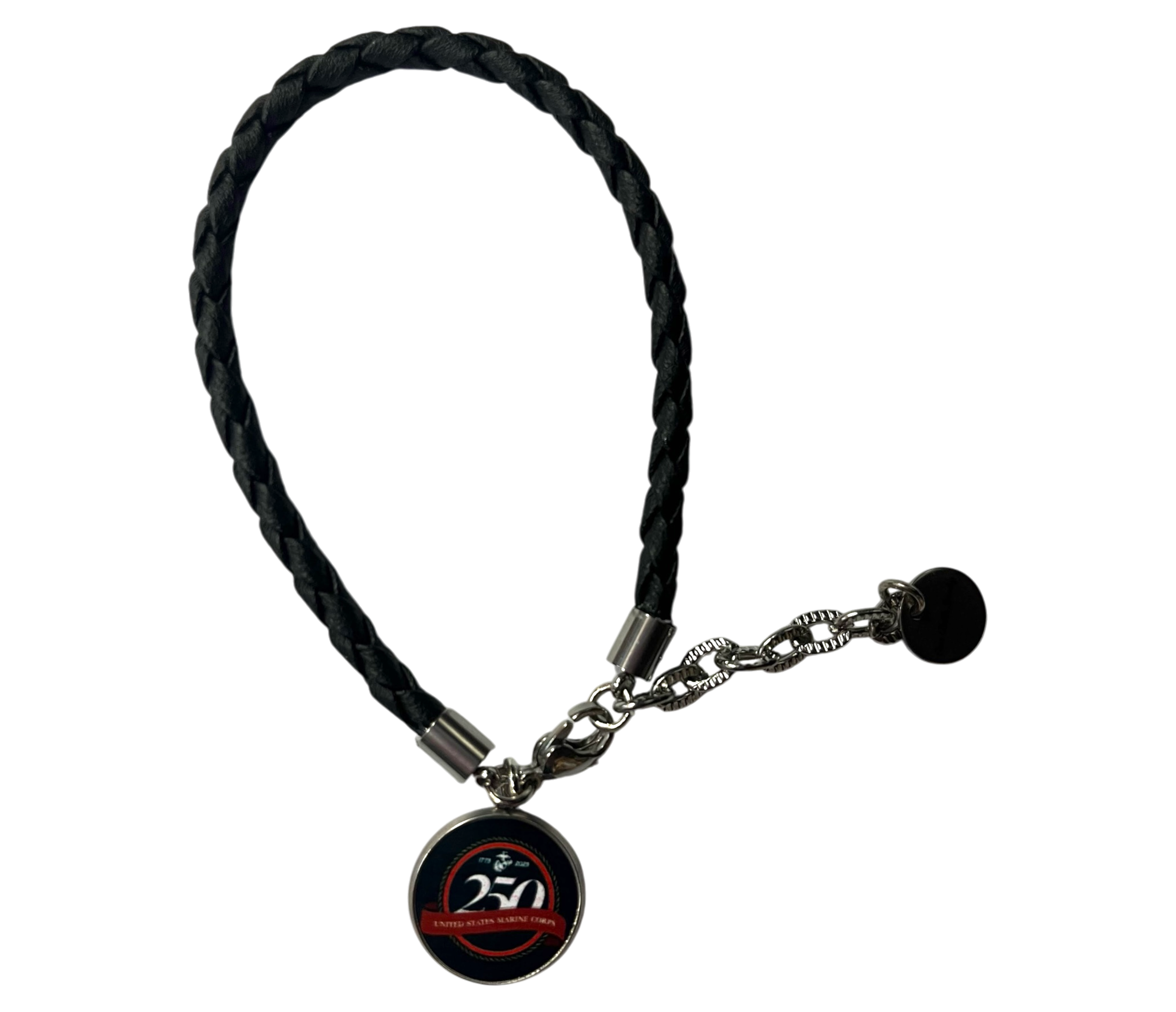 Officially Licensed Military Leather Rope Charm Bracelet – 250th Anniversary -Made n USA (Army, Navy, Marine)