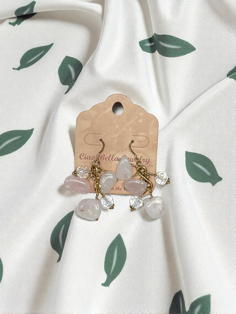 Handmade Gemstone Cluster Earrings, Dangle Earrings, Unique Jewelry Gifts