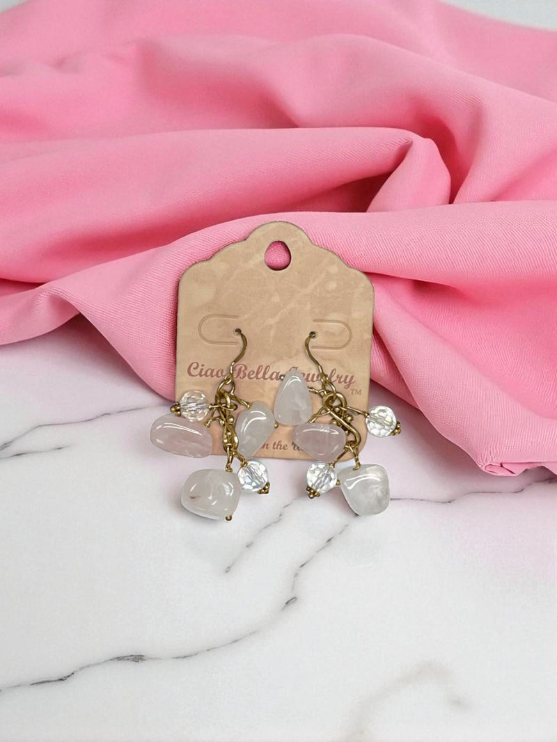 Handmade Gemstone Cluster Earrings, Dangle Earrings, Unique Jewelry Gifts
