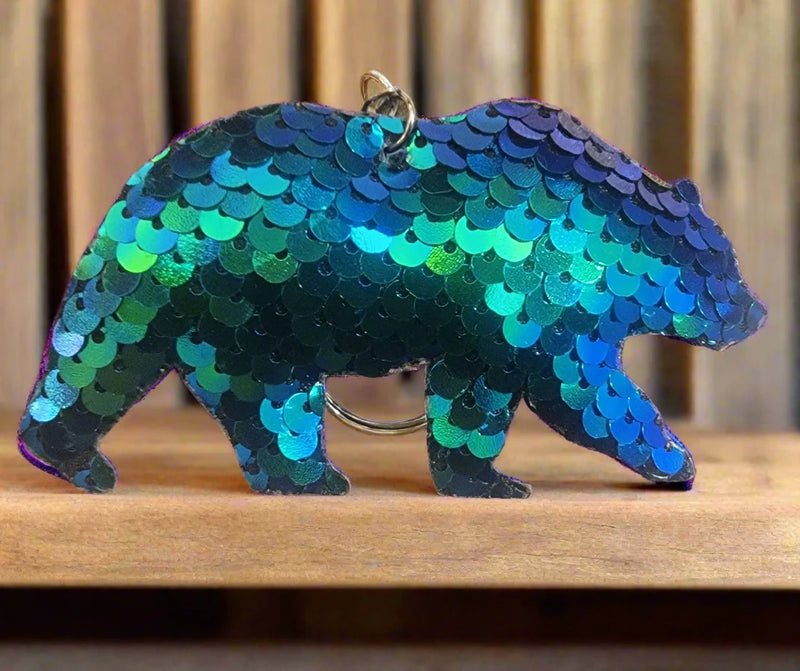 Color-Changing Sequin Bear Keychain - Cute and Fun Key Accessory